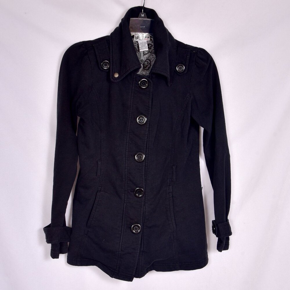 Self Esteem Black Coat Cute Button Detail Size Medium